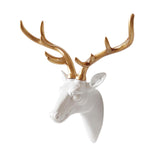 Deer Head Wall Hanging Ornament Gift Housewarming Collection Resin Sculpture White