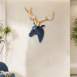 Deer Head Wall Hanging Ornament Gift Housewarming Collection Resin Sculpture Blue