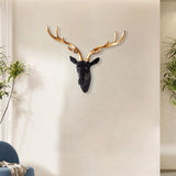 Deer Head Wall Hanging Ornament Gift Housewarming Collection Resin Sculpture Black