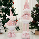 Xmas Figurine Stuffed Doll Table Ornament Gift Christmas Standing Plush Doll Santa Claus45x12x8cm