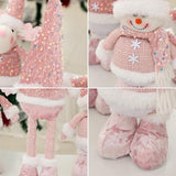 Xmas Figurine Stuffed Doll Table Ornament Gift Christmas Standing Plush Doll Snowman 47x12x6cm