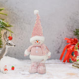 Xmas Figurine Stuffed Doll Table Ornament Gift Christmas Standing Plush Doll Snowman 47x12x6cm