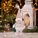 Xmas Figurine Stuffed Doll Table Ornament Gift Christmas Standing Plush Doll Snowman 47x12x6cm