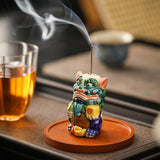 Incense Stick Burner Colorful Chinese Lion Figurine Incense Holder for Hotel