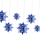 6Pcs Blue Snowflake Hanging Decoration Multipurpose Lightweight Three Sizes