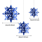 6Pcs Blue Snowflake Hanging Decoration Multipurpose Lightweight Three Sizes