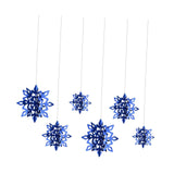 6Pcs Blue Snowflake Hanging Decoration Multipurpose Lightweight Three Sizes