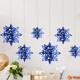 6Pcs Blue Snowflake Hanging Decoration Multipurpose Lightweight Three Sizes