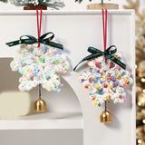 Christmas Yarn Snowflake with Metal Bell Xmas Pendant for Table Centerpieces Style A