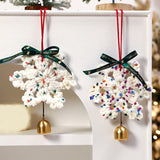 Christmas Yarn Snowflake with Metal Bell Xmas Pendant for Table Centerpieces Style A