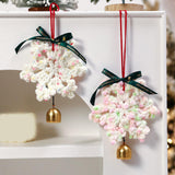 Christmas Yarn Snowflake with Metal Bell Xmas Pendant for Table Centerpieces Style A