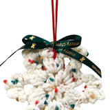 Christmas Yarn Snowflake with Metal Bell Xmas Pendant for Table Centerpieces Style A