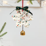 Christmas Yarn Snowflake with Metal Bell Xmas Pendant for Table Centerpieces Style A