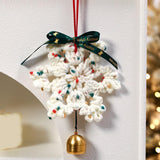 Christmas Yarn Snowflake with Metal Bell Xmas Pendant for Table Centerpieces Style A