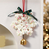 Christmas Yarn Snowflake with Metal Bell Xmas Pendant for Table Centerpieces Style B