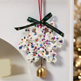 Christmas Yarn Snowflake with Metal Bell Xmas Pendant for Table Centerpieces Style C