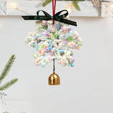 Christmas Yarn Snowflake with Metal Bell Xmas Pendant for Table Centerpieces Style D