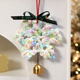 Christmas Yarn Snowflake with Metal Bell Xmas Pendant for Table Centerpieces Style D