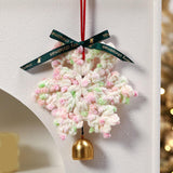 Christmas Yarn Snowflake with Metal Bell Xmas Pendant for Table Centerpieces Style E