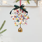 Christmas Yarn Snowflake with Metal Bell Xmas Pendant for Table Centerpieces Style F