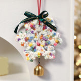 Christmas Yarn Snowflake with Metal Bell Xmas Pendant for Table Centerpieces Style F