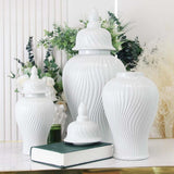 Ceramic Ginger Jar Organizer with Lid Decorative Jar for Office Bedroom Home White