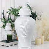 Ceramic Ginger Jar Organizer with Lid Decorative Jar for Office Bedroom Home White