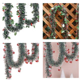 5.9ft Christmas Tinsel Garland Ornament for Indoor Outdoor Railing Xmas Tree Berries Pattern