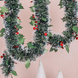 5.9ft Christmas Tinsel Garland Ornament for Indoor Outdoor Railing Xmas Tree Berries Pattern