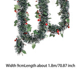 5.9ft Christmas Tinsel Garland Ornament for Indoor Outdoor Railing Xmas Tree Berries Pattern