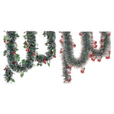 5.9ft Christmas Tinsel Garland Ornament for Indoor Outdoor Railing Xmas Tree Berries Pattern