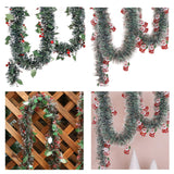 5.9ft Christmas Tinsel Garland Ornament for Indoor Outdoor Railing Xmas Tree Berries Pattern