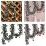 5.9ft Christmas Tinsel Garland Ornament for Indoor Outdoor Railing Xmas Tree Berries Pattern