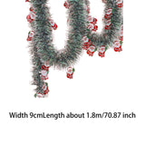 5.9ft Christmas Tinsel Garland Ornament for Indoor Outdoor Railing Xmas Tree Santa Claus