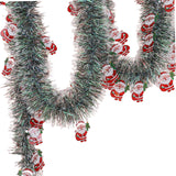 5.9ft Christmas Tinsel Garland Ornament for Indoor Outdoor Railing Xmas Tree Santa Claus