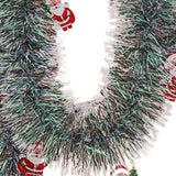 5.9ft Christmas Tinsel Garland Ornament for Indoor Outdoor Railing Xmas Tree Santa Claus