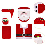 5 Pieces Christmas Toilet Seat Covers Santa Claus Xmas Decorative Tank Cover