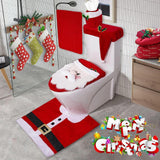 5 Pieces Christmas Toilet Seat Covers Santa Claus Xmas Decorative Tank Cover