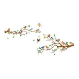 4 Pieces Bird on Tree Branch Wall Stickers for TV Background Porch Apartment