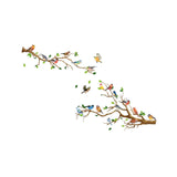 4 Pieces Bird on Tree Branch Wall Stickers for TV Background Porch Apartment