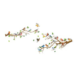 4 Pieces Bird on Tree Branch Wall Stickers for TV Background Porch Apartment