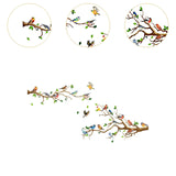 4 Pieces Bird on Tree Branch Wall Stickers for TV Background Porch Apartment