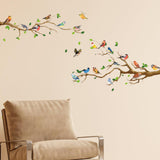 4 Pieces Bird on Tree Branch Wall Stickers for TV Background Porch Apartment