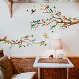 4 Pieces Bird on Tree Branch Wall Stickers for TV Background Porch Apartment