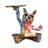 Graffiti Art Bulldog Figurine Storage Tray 22x22x23cm for Bedroom Decor Cute Style A