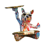 Graffiti Art Bulldog Figurine Storage Tray 22x22x23cm for Bedroom Decor Cute Style A