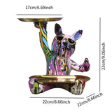 Graffiti Art Bulldog Figurine Storage Tray 22x22x23cm for Bedroom Decor Cute Style C