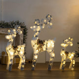 Christmas Flocking Statue Favor Gift with Light for Home Decoration Winter Deer Elk  S