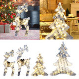 Christmas Flocking Statue Favor Gift with Light for Home Decoration Winter Deer Elk  S