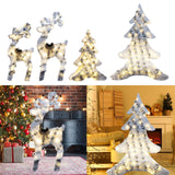 Christmas Flocking Statue Favor Gift with Light for Home Decoration Winter Deer Elk  S